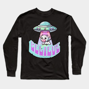 Believe UFO Cow Abduction Kawaii Alien Extraterrestrial Long Sleeve T-Shirt